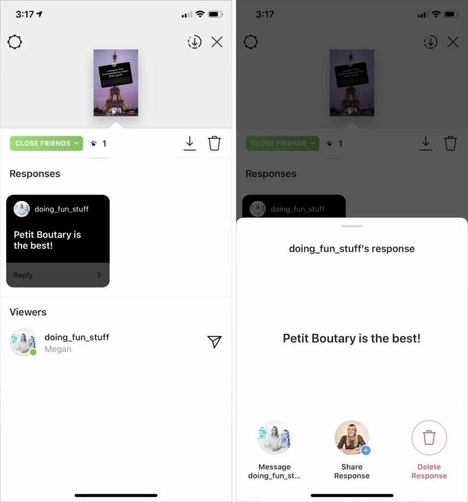 dimana kita bisa menemukan respons atas pertanyaan pada instagram stories