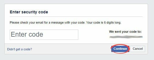 enter code facebook