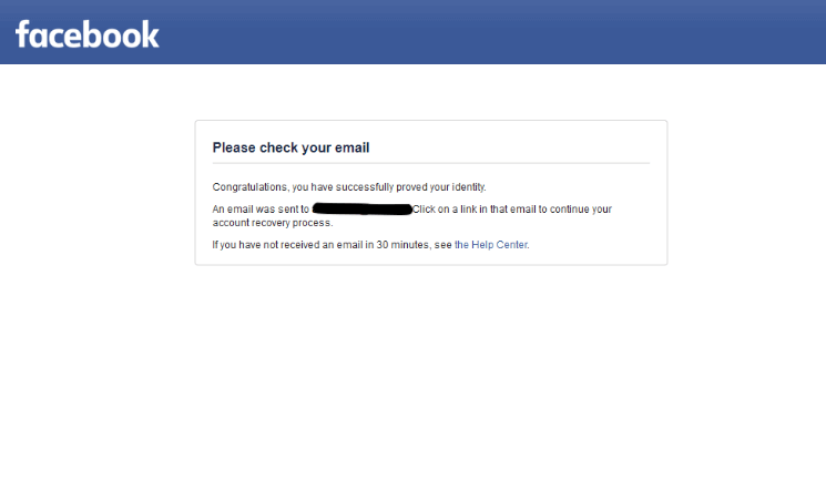 success message from facebook