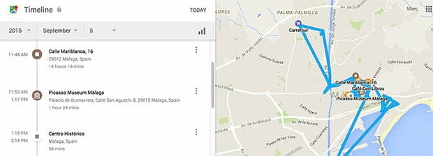 fitur timeline dari google maps