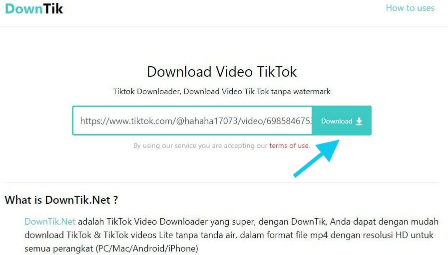 klik tombol download pada downtik