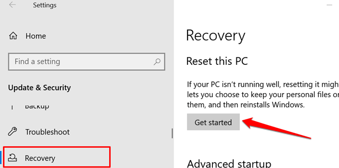 19 reset windows pc