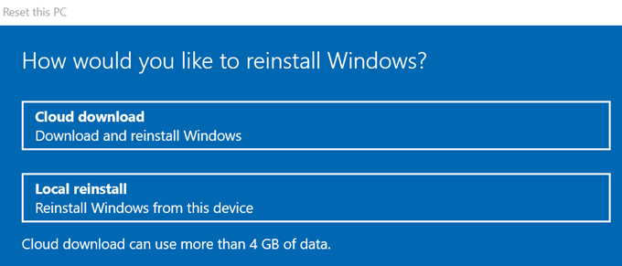 21 reset windows pc reinstallion options