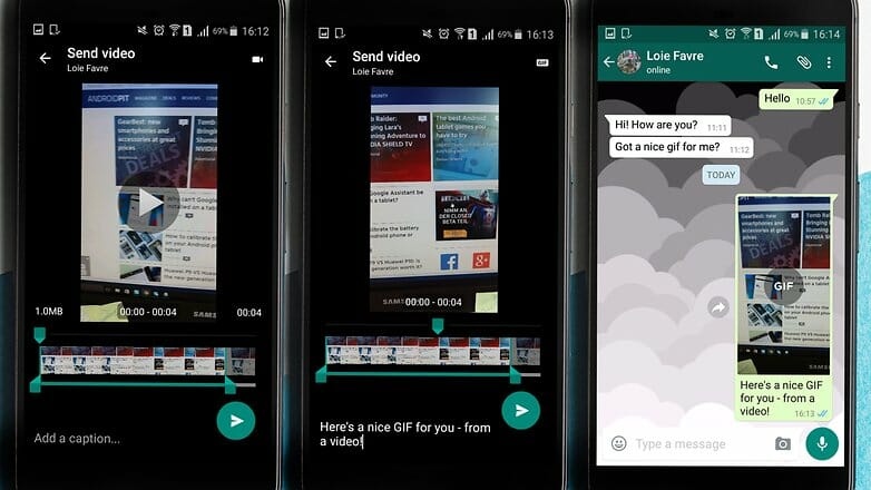 buat klip konversi dan kirim video anda sebagai gif whatsapp
