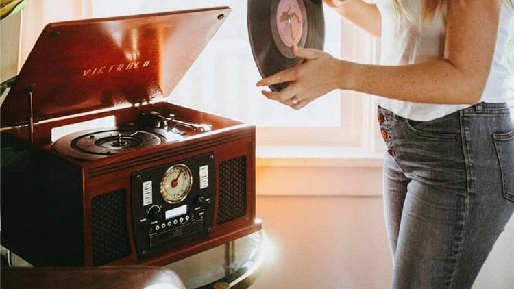 victrola 8 in 1 bluetooth record player multimedia center