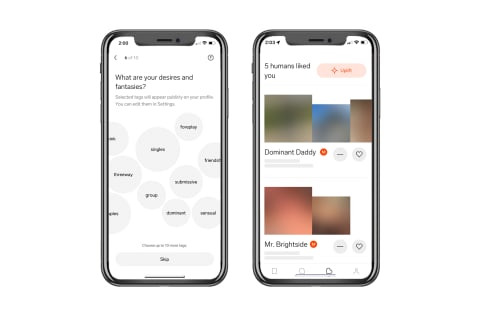 Aplikasi Kencan Terbaik untuk Kink Feeld Tangkapan layar profil pengaturan aplikasi dan halaman suka