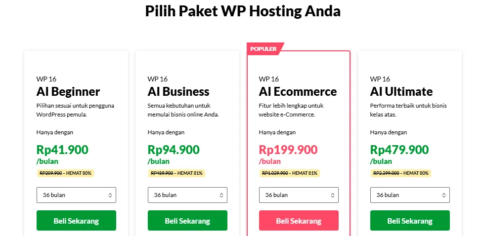 pilih paket wp hosting anda