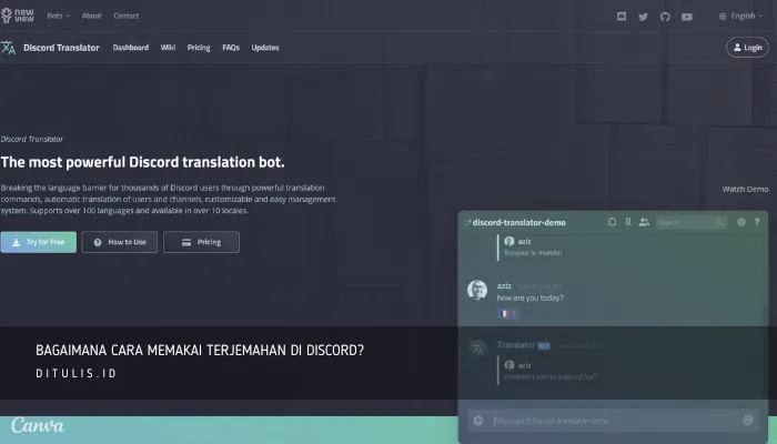 bagaimana cara memakai terjemahan di discord