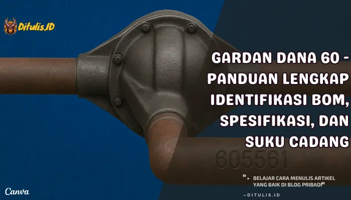 Tampilan depan gardan Dana 60 dengan fokus pada nomor BOM 605561 sebagai identifikasi spesifikasi, rasio gear, dan referensi suku cadang.