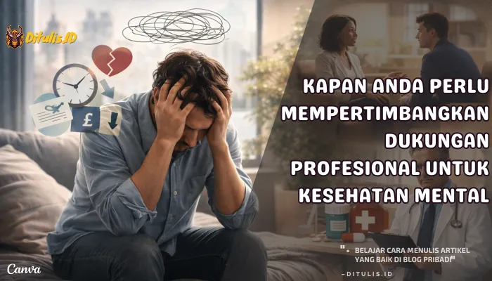 Visual seseorang yang mengalami kesulitan mental dengan gambaran pilihan konseling dan psikiatri sebagai bentuk dukungan profesional kesehatan mental.